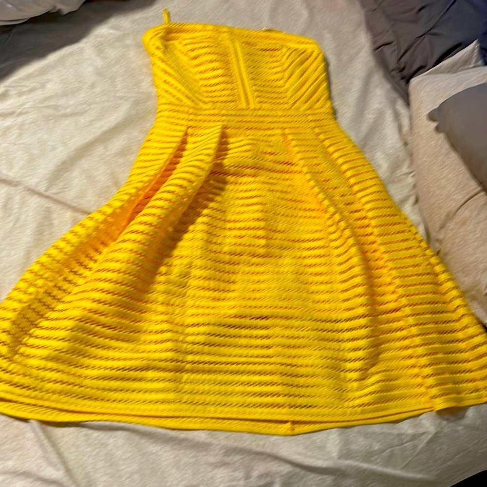 New York and company strapless yellow dress- perfect for spring and summer!
